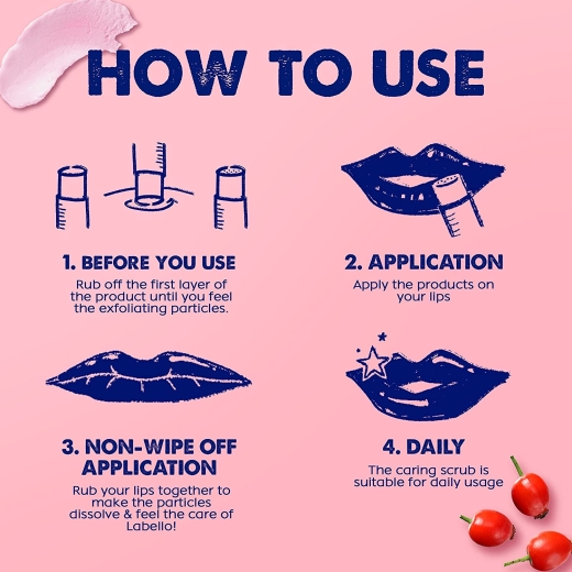 مقشر شفاه بزيت ثمر الورد وفيتامين E- من لابيلو،