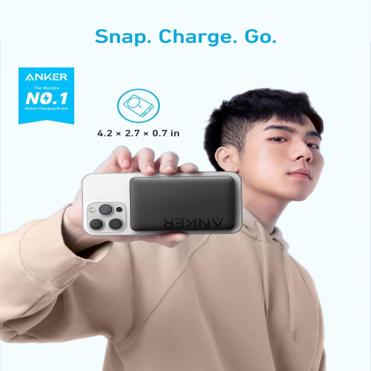 باور بانك مغناطيسي شاحن لاسلكي محمول، متوافق مع ماج سيف لسلسلة ايفون 10000 ملي امبير - من انكر