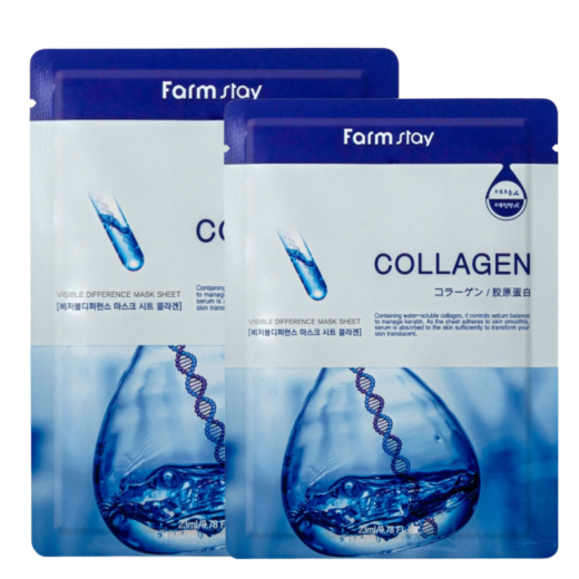 قناع ورقي للوجه بمستخلص الكولاجين  1+1 مجاناً- من فارم ستاي