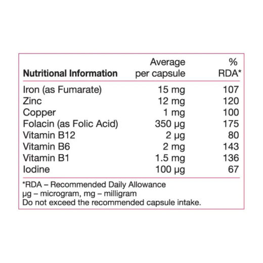مكمل  فيروجلوبين ب12 مع الحديد 30 كبسولة- من فيتابيوتكس