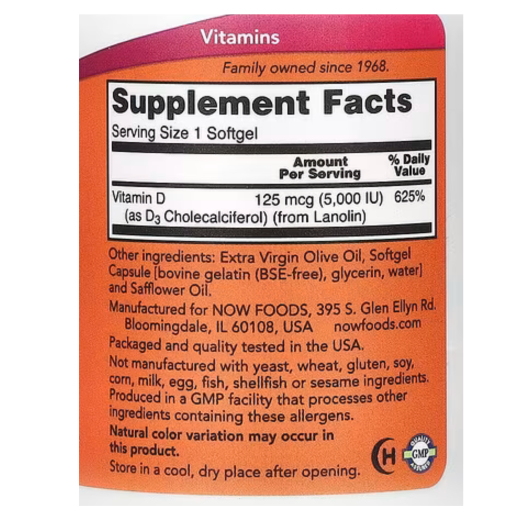 فيتامين د 3 5،000 وحدة دولية 30 كبسولة - من ناو