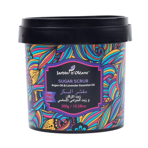 مقشر سكر بزيت الاركان وزيت الخزامي الاساسي  300 جم - من جاردن اوليان