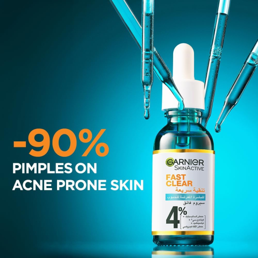 سيروم فاست كلير بوستر سكين اكتيف للوجه  معزز بحمض الساليسيليك للبشرة المعرضة لحب الشباب - من غارنييه